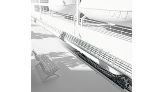 Landstromanlagen: Eine komplexe Infrastruktur von Hafenanlagen ist die Basis der maritimen Transformation. Die Energieführungssysteme TKSPS übertragen Strom und Signale sicher und zuverlässig auf die Schiffe. (Bild: Tsubaki Kabelschlepp)
