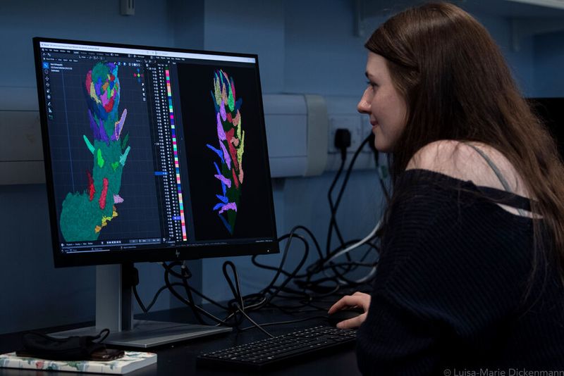 Holly-Anne Turner, first author of the study, creating digital 3D models of Asteroxylon mackiei at the University of Edinburgh. (Source: Luisa-Marie Dickenmann)