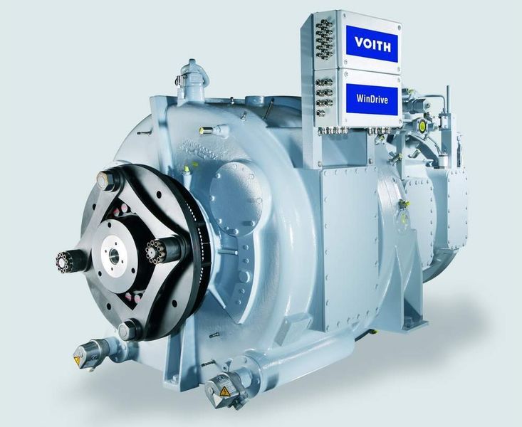 Das hochdynamische mechatronische Antriebssystem ist eine Einzelkomponente in der Größe 2 x 1,5 m. Bild: Voith Turbo Wind (Archiv: Vogel Business Media)