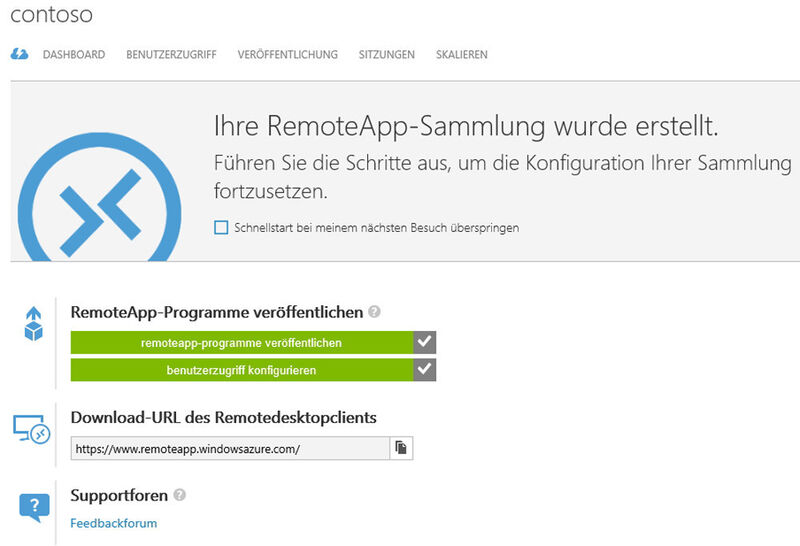 Für RemoteApps steht eine eigene Weboberfläche zur Verfügung. Hier lassen sich RemoteApps hinzufügen und verwalten. (Bild: Microsoft)