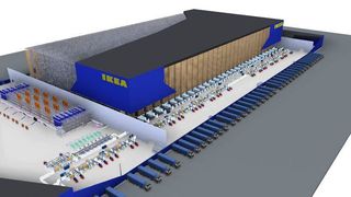 So soll das neue Distributionszentrum von Ikea in Montreal einmal aussehen. (SSI Schäfer)