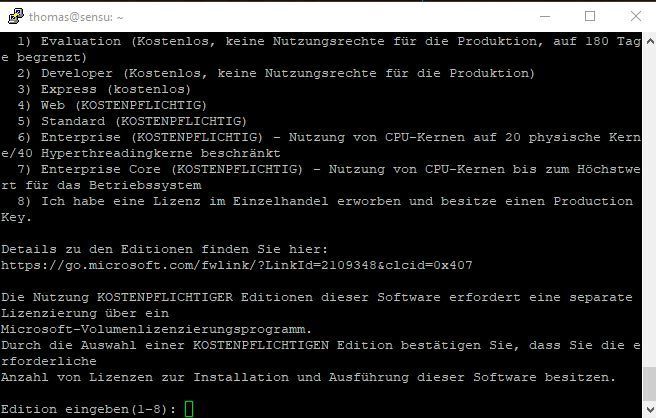 Konfigurieren von SQL Server 2019 nach der Installation auf einem Linux-Server. (Joos (Screenshot))