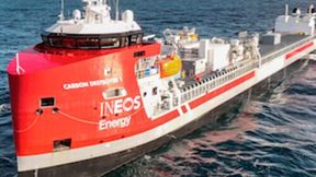 Once captured, CO₂ is liquefied, delivered by truck to a dedicated CO₂ terminal at Port Esbjerg, shipped aboard Carbon Destroyer 1 - the EU's first purpose-built CO₂ carrier - and injected into the Nini West reservoir.  (Source: Ineos Energy )