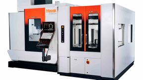 Das neue Automatisierungssystem «CP-450» von Mazak bildet gemeinsam mit dem Bearbeitungszentrum «CV5-500» eine integrierte Fertigungslösung. (Bild: Mazak)