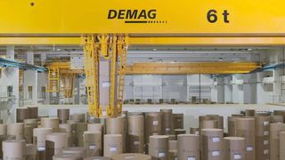 Die Prozesskrane für Ji’An Paper Packet sind mit der neuen mechanischen Greifertechnik von Demag Cranes ausgerüstet, die bereits in einem britischen Papierlager eingesetzt wird. Bild: Demag Cranes (Archiv: Vogel Business Media)