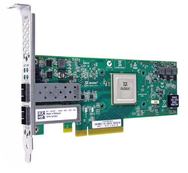 Unified Storage braucht mehr als einen Converged Network Adapter, der in IP-, FC- und iSCSI-Netzen einsetzbar ist. ((Quelle: Qlogic 8300 CNA))