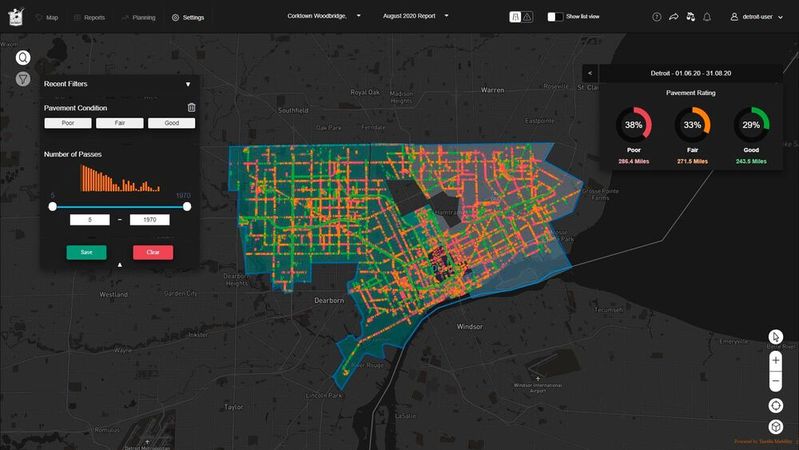 Eine Software kann Daten zum Zustand des Straßenbelags erfassen. Zusammengetragen in einer Karte ergibt sich so ein Bild über die Qualität der Straßen in einer Stadt. Eine Software kann Daten zum Zustand des Straßenbelags erfassen. Zusammengetragen in einer Karte ergibt sich so ein Bild über die Qualität der Straßen in einer Stadt.