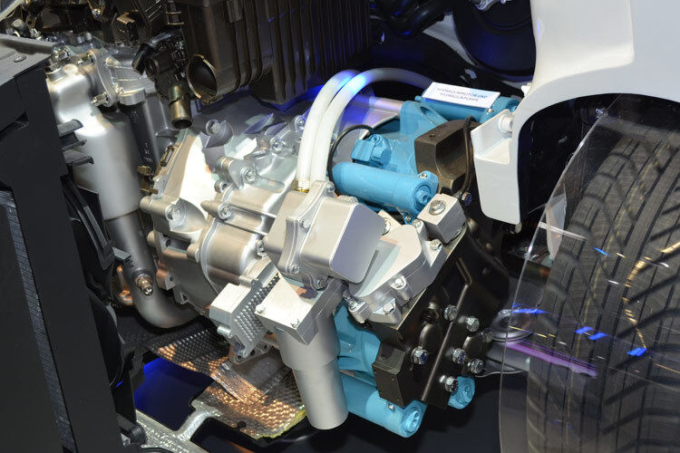 Beim 2008 Hybrid Air ist ein Druckluftantrieb (blau) an den Motor gekoppelt – das soll den innerstädtischen Verbrauch um bis zu 45 Prozent absenken. Angepeilte Marktreife: 2016. (Foto: Rehberg)