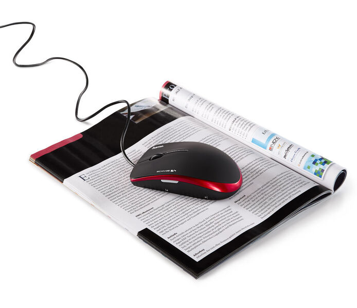 Die Maus mit integriertem Scanner bringt OCR-Texterkennung mit, bietet Echtzeit-Laser-Scan von Dokumenten bis DIN A3 und wird per USB-2.0-Anschluss an einen Rechner mit mindestens Windows Vista beziehungsweise Mac OS x 10.6 gekoppelt. Die Maus kostet 80 Euro. (Bild: Tchibo)