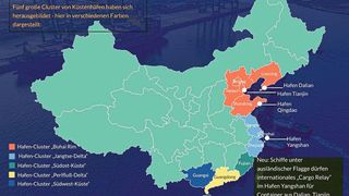 Ein Überblick über Chinas Küstenhäfen.  (Bild: Asia Waypoint für MM Maschinenmarkt)