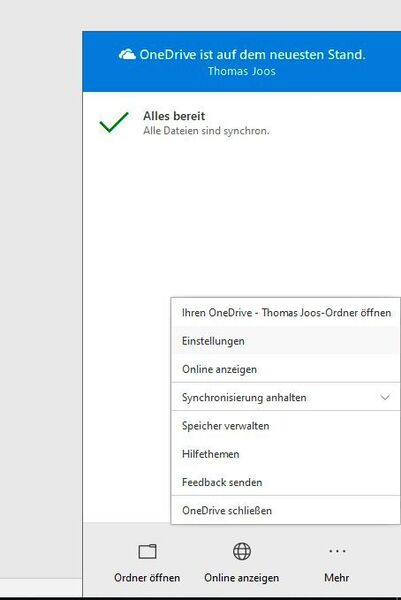 OneDrive in Windows konfigurieren. (Microsoft)