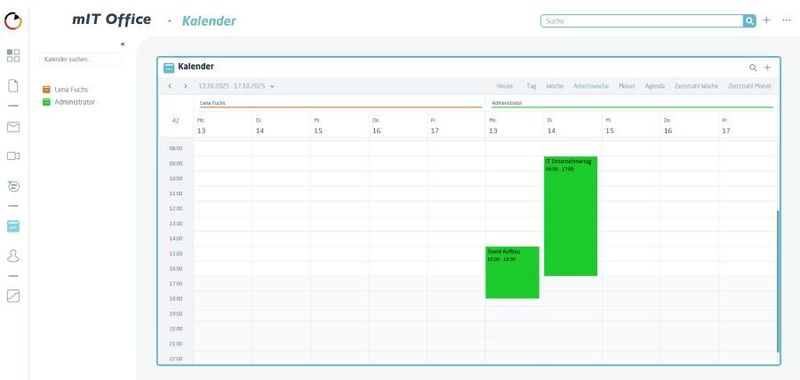 Der Kalender lässt sich mit wenigen Klicks verwalten, freigeben und organisieren – auch für mehrere Nutzer gleichzeitig.  (Bild: mitteldeutsche IT GmbH)