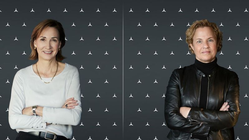 Renata Jungo Brüngger (li.) und Britta Seeger bleiben auch nach 2024 im Mercedes-Benz-Vorstand.(Bild:  Mercedes-Benz Group AG)