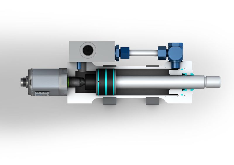 Integriert im Zylinder messen die Micropulse Wegaufnehmer im Millisekundentakt die aktuelle Pitchstellung. (Bild: Balluff)