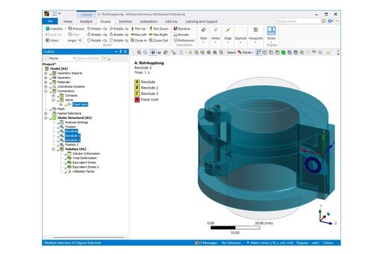Das Modell und die strukturmechanische Simulation eines Kunststoffbauteils.(Bild:  CADFEM)