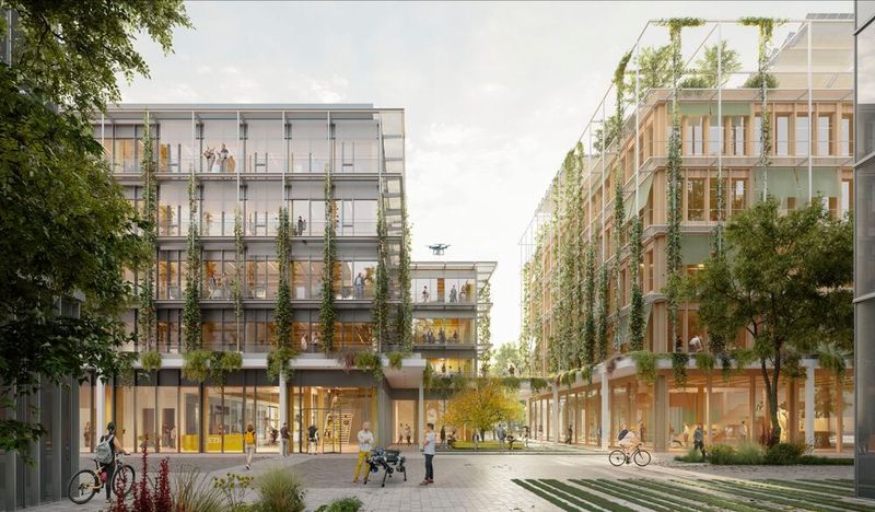 Visualisierung der Gebäude, die für die ETH-Zürich-Zweigstelle in Heilbronn errichtet werden sollen. (Bild: ETH Zürich)