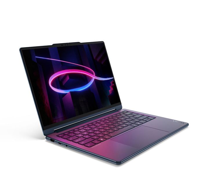 Das 360-Grad-Convertible Yoga 9i 2-in-1 Aura Edition nutzt einen 14-Zoll-OLED-Touchscreen mit 2,8K-Auflösung. Angetrieben wird es von einem Intel-Panther-Lake-Prozessor. (Bild: Lenovo)