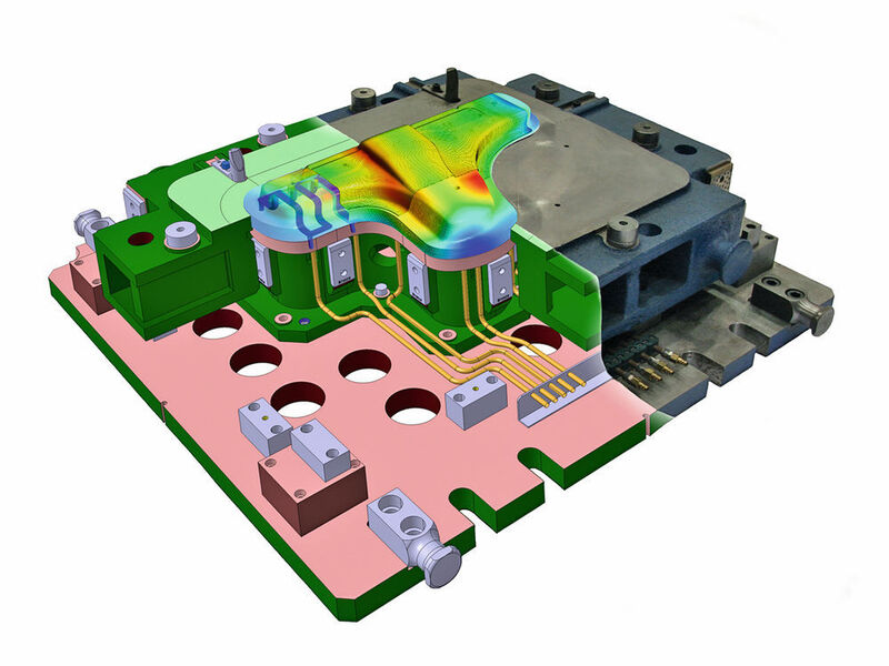 Mit dem am IWU entwickelten Kühlsystem lassen sich unter anderem durch eine exakte Temperierung während des Umform- und Abkühlvorgangs zielgerichtet Bauteileigenschaften zur Verbesserung des Crashverhaltens einstellen. (Bild: Fraunhofer-IWU)