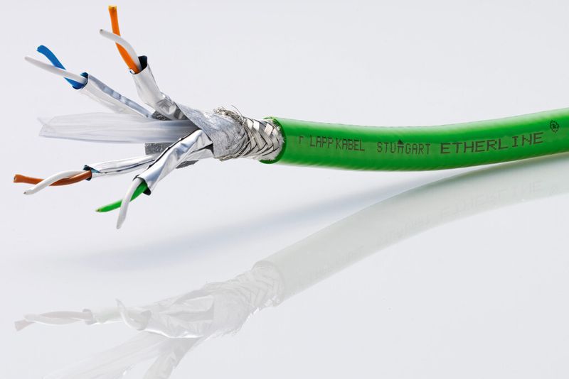 Hochflexible Etherline Cat.6A Leitungen von Lapp Kabel ermöglichen eine Datenrate von 10 Gbit/s über mindestens eine Million Bewegungszyklen. (Bild: Lapp Kabel)