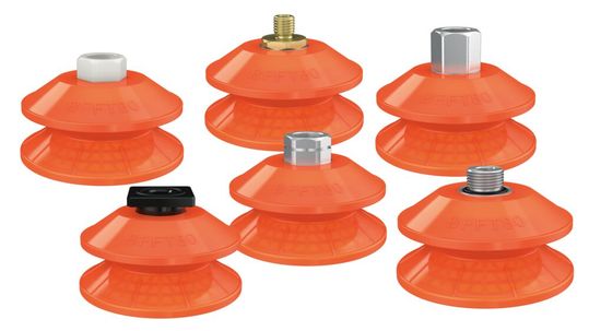 Die neuen flachen Friction Balgsaugnäpfe BFFT80P-2 von Piab.(Bild:  Piab)