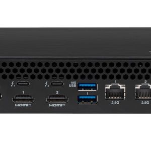 Zu den Schnittstellen auf der Rückseite des NUC 16 Pro zählen zwei Thunderbolt-4-Ports und zwei LAN-Ports für 2,5-Gigabit-Ethernet.(Bild:  Asus)