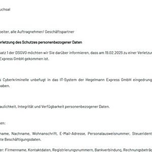Hegelmann informierte seine Geschäftspartner am 19. Februar 2026 über einen unberechtigten Zugriff auf die IT-Systeme.(Bild:  Vogel IT-Medien GmbH)