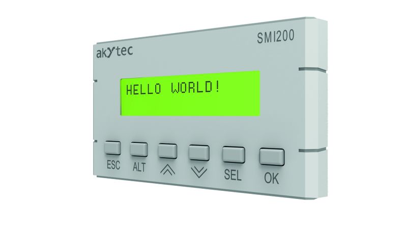 Das SMI200 ist ein kompaktes symbolisches Bedienfeld von Akytec mit integrierter Steuerlogik, das zur Anzeige und Bearbeitung von Text- und Digitalparametern eines Systems ausgelegt ist und kommt in Kombination mit programmierbaren Relais, Steuerungen oder Ein-/Ausgangsmodulen zum Einsatz. (Bild: Akytec GmbH)