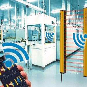 YBES Sicherheitslichtvorhänge von Contrinex verfügen über eine Bluetooth BLE-Schnittstelle zur Konfiguration und Überwachung per Smartphone oder Tablet.