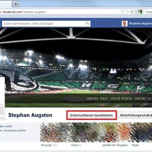 Wer seine originale Mail-Adresse bei Facebook wieder angezeigt wissen will, der betätigt am einfachsten die Schaltfläche "Informationen bearbeiten" über seiner Timeline.
