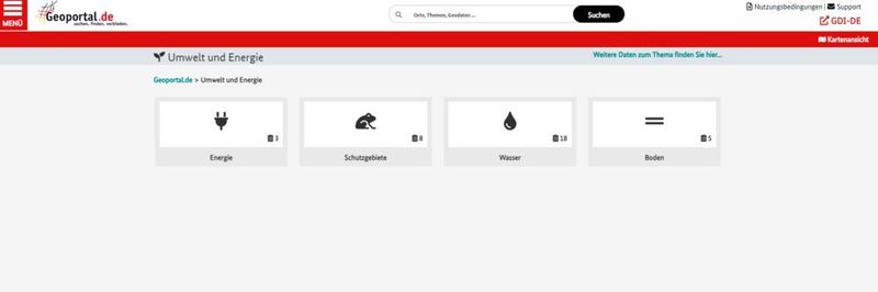 Der Bereich Umwelt und Energie (www.geoportal.de)