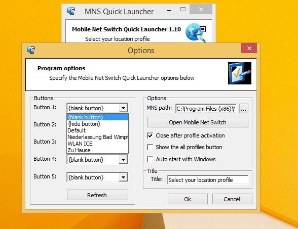 Abbildung 3: Mit dem Zusatztool Mobile Net Switch Quick Launcher (QMNS) können Anwender schneller zwischen den von Administratoren bereitgestellten Netzwerkprofilen wechseln. (Joos)