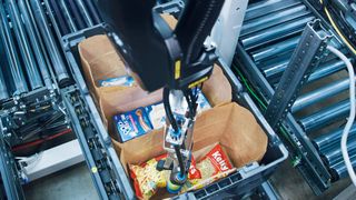 Der Pick-it-Easy Robot von Knapp unterstützt die „Personal Shopper“ von Woolworths in der Einzelstückkommissionierung. (Bild: Knapp/ Niederwieser)