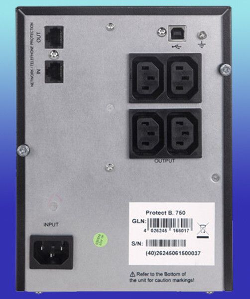 Die NAS-Anschlüsse des Modells AEG PS Protect B 500 / 750 (Bild: AEG PS)