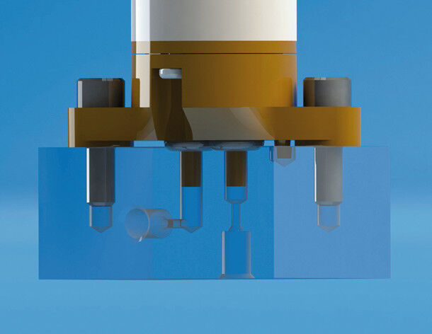 2 Darstellung eines Manifold für die Mikroverdrängerpumpen. Gerade die Anschlüsse sind extrem wichtige Teile der Pumpe. (Bild: Lee)