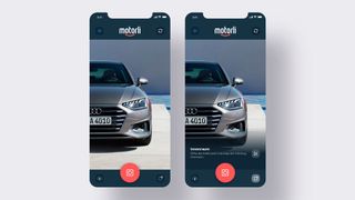 Die Videoaufnahme starten, und dann wird dem Verkäufer schon eine Anleitung eingeblendet, wie er einen optimalen Clip erstellt (Bildabschnitt rechts mit Overlay-Funktion): Die Videofahrzeugbörse Motorli will im Herbst an den Start gehen und setzt auf Bewegtbild statt auf Fahrzeugfotos. (Bild: Automotive Heads/Motorli)