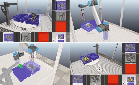 Mit virtuellen Machbarkeitsuntersuchungen können Unternehmen schnell und ohne Investitionen in Material die Machbarkeit einer Griff-in-die-Kiste-Anwendung prüfen lassen.(Bild:  Fraunhofer IPA)