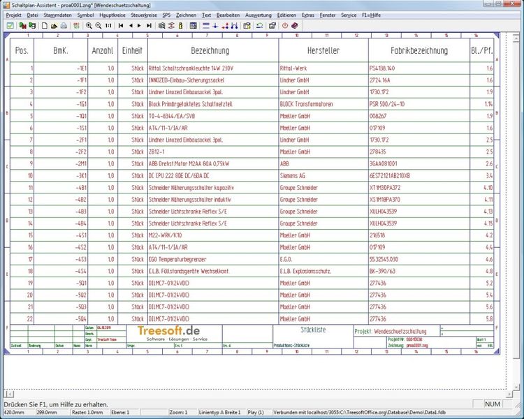Auf Knopfdruck erhält der Anwender Klemmen-, Kabel- und Kabelübersichtspläne sowie Verdrahtungs-, SPS-Belegungs-, Produktions-, Bestell- und Ersatzteil-Listen. (Bild: Treesoft)