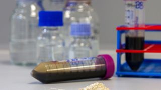 Flüssigphase und hieraus gewonnener Phosphordünger Magnesium-Ammonium-Phosphat (Struvit). (Fraunhofer IGB)