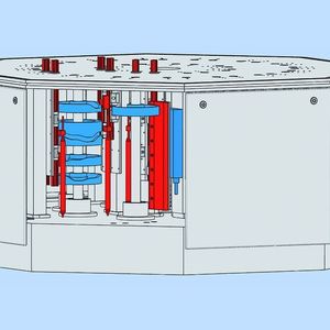 Bild 1: Ringtransfersystem  (RTS) mit mechanischen und linearmotorischen Antrieben. Bild: Pfuderer