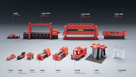 Auf der Euroblech zeigt Davi einen Querschnitt seines Portfolios, das Rund- und  Profilbiegemaschinen für unterschiedlichste industrielle Anwendungen umfasst. (Bild:  Davi Promau)