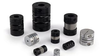 Lamellenkupplungen (links und oben), Balgkupplungen (Mitte) und Schlitzkupplungen (rechts, unten und links unten) können hohe Drehmomente übertragen und sind für den Einsatz in Präzisionssystemen geeignet. (Bild: Ruland)