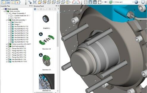 (CAD-Konstruktionsdaten müssen für die technische Illustration mit Details, wie hier einem Gewinde, ergänzt werden. Bild: Corel)