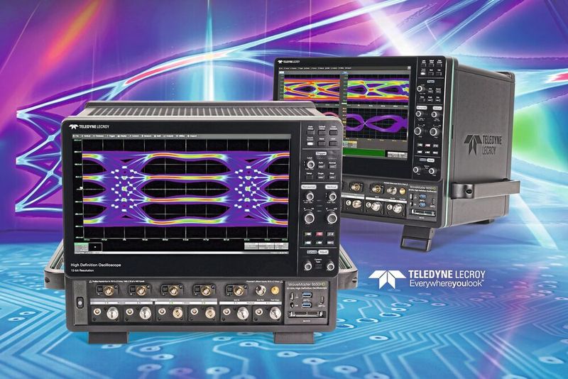 Bild 1: Die WaveMaster 8000HD-Serie ist der Höhepunkt der 12-Bit-Oszilloskope. Sie bieten eine vertikale Auflösung von 12 Bit und Bandbreiten bis 65 GHz, 320 GS/s sowie einen Erfassungsspeicher bis 8 Gpts pro Kanal.(Bild:  Teledyne LeCroy)