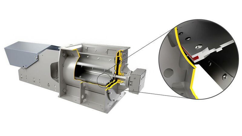 zss Zellenradschleuse mit einem 8- Kammer Rotor und einer Leistenausführung mit Verschleißleiste für hartes oder feines Korn und hoher Druckdifferenz (Bild: Scheuch)
