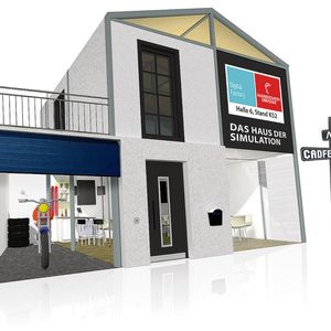 Cadfem zeigt an seinem Messestand Exponate seiner Kunden, die mit Simulationen optimiert wurden.