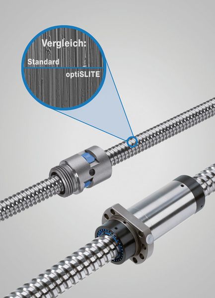 Kugelgewindetriebe mit optimierter Spindeloberfläche. (Steinmeyer)