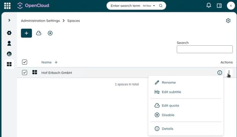 Erstellen von neuen Spaces in OpenCloud. (Joos - OpenCloud)