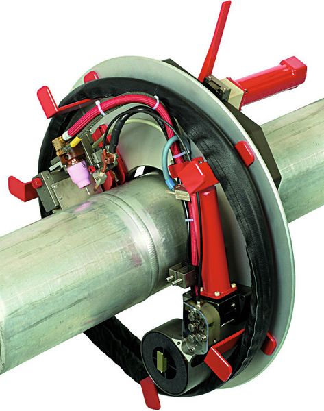 Bild 6: WIG-Orbitalschweißen von Aluminiumwerkstoffen mit Lichtbogen-Höhensteuerung. (Polysoude)
