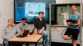 Das Forscherteam: Julian-Benedikt Scholle (links), Maximilian Kühne, Nadia Schillreff und Erik May. (Bild: Jana Dünnhaupt/Uni Magdeburg)