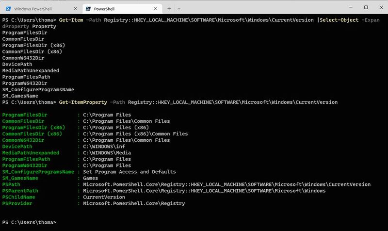 Verschiedene Informationen der Registry in der PowerShell anzeigen. (Bild: Joos (Screenshot))